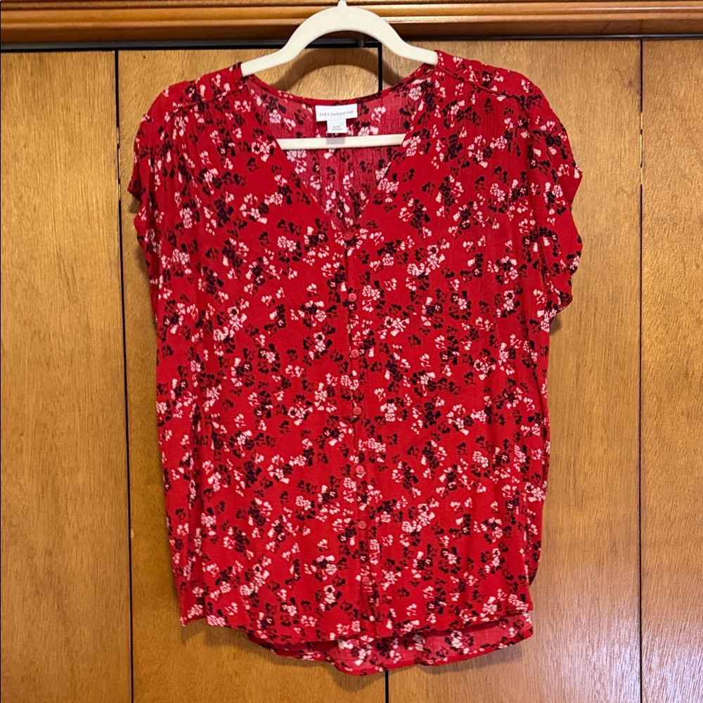 Liz Claiborne Red Floral Blouse